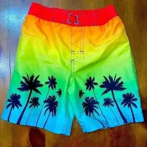 Bright palm tree swim trunks - Picture 1 of 4